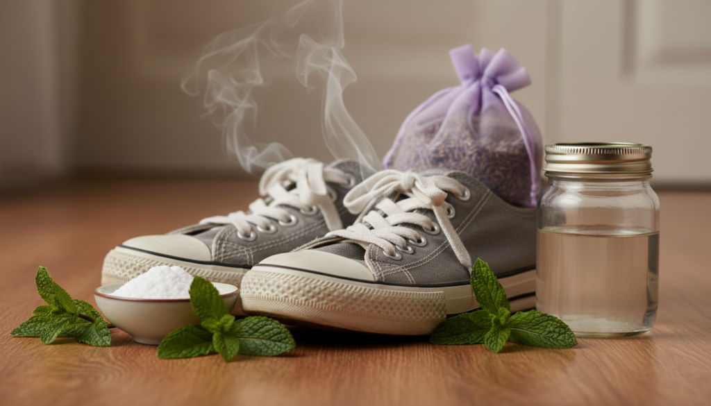 découvrez 4 solutions naturelles efficaces pour éliminer les mauvaises odeurs de vos chaussures et les garder fraîches toute la journée.